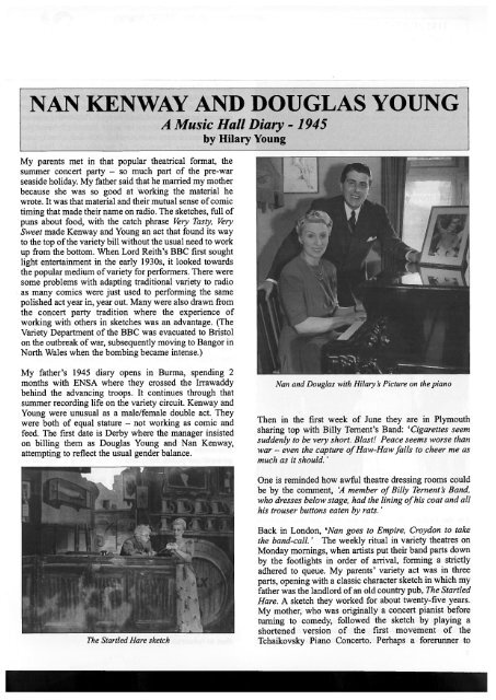 NAN KENWAY AND DOUGLAS YOUNG - British Music Hall Society