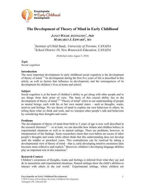theory and research in child development