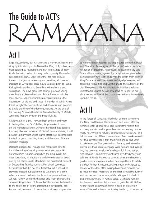 The Guide to ACT's Ramayana