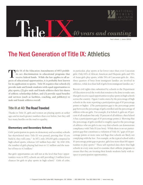 The Next Generation of Title IX: Athletics 40 years and counting