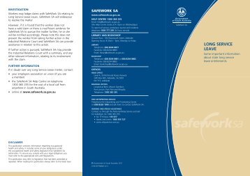Long Service Leave brochure (147kb PDF) - SafeWork SA - SA.Gov.au