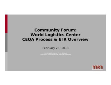 Community Forum: World Logistics Center CEQA Process & EIR ...