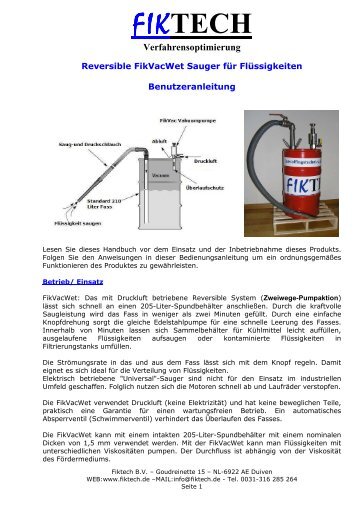 Vakuumpumpen (Fasspumpe) - Sauger für Trockensubstanz, Flüssigkeiten und Schlamm