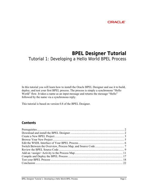 BPEL Designer Tutorial - Oracle