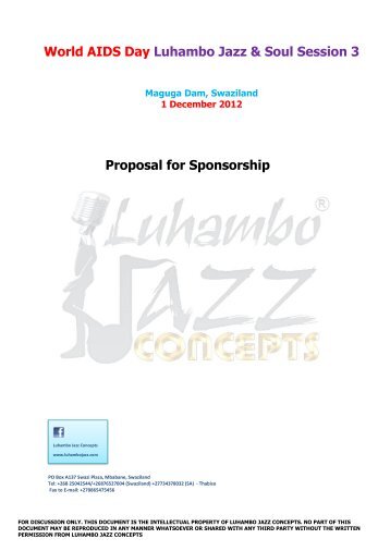 Proposal for Sponsorship World AIDS Day Luhambo Jazz & Soul ...