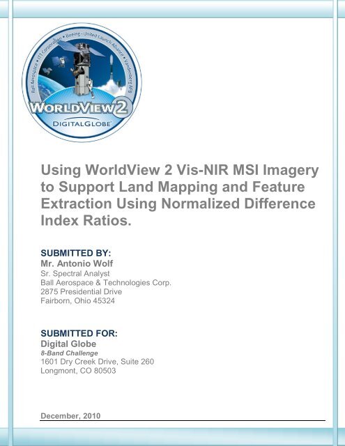 Using WorldView 2 Vis-NIR MSI Imagery to Support Land Mapping ...