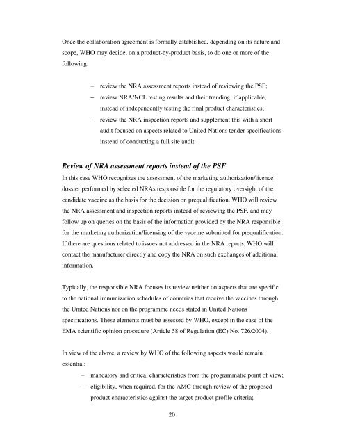 Procedure for assessing the acceptability, in principle, of vaccines ...