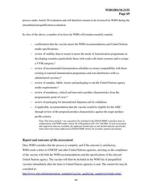 Procedure for assessing the acceptability, in principle, of vaccines ...