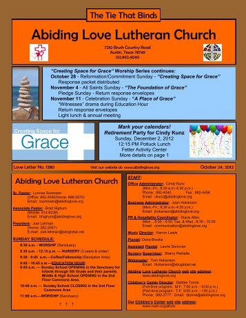 October 24, 2012 - Abiding Love Lutheran Church