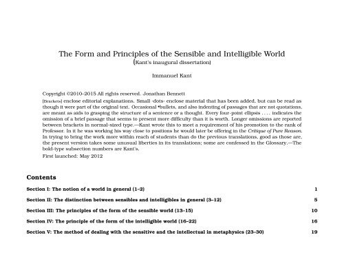 The Form and Principles of the Sensible and Intelligible World
