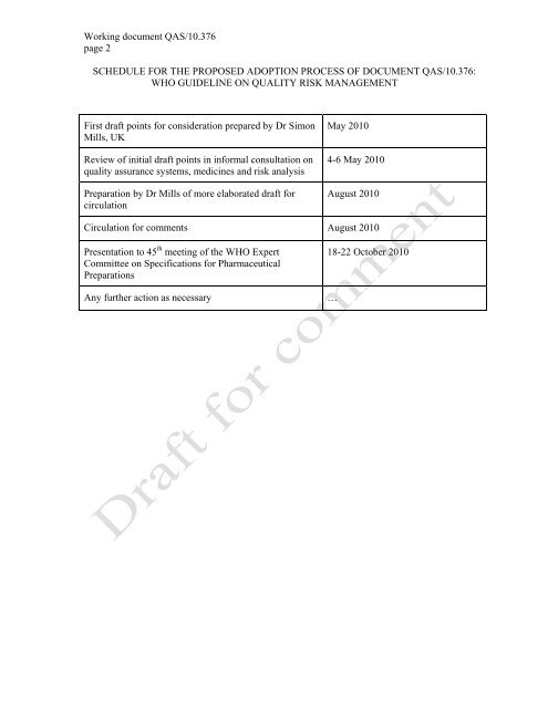 who guideline on quality risk management - World Health ...