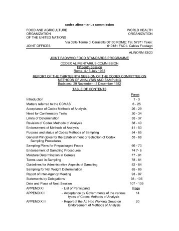 codex alimentarius commission FOOD AND AGRICULTURE ...