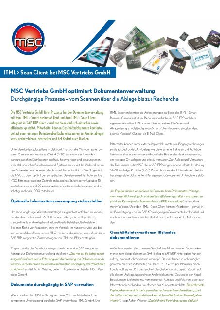 MSC Vertriebs GmbH optimiert Dokumentenverwaltung - ITML GmbH