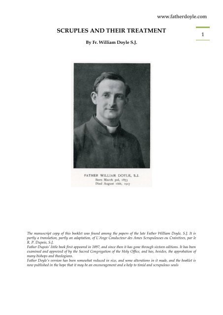 scruples and their treatment - Remembering Fr William Doyle SJ