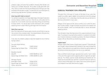 surgical treatment for a prolapse - Doncaster and Bassetlaw ...