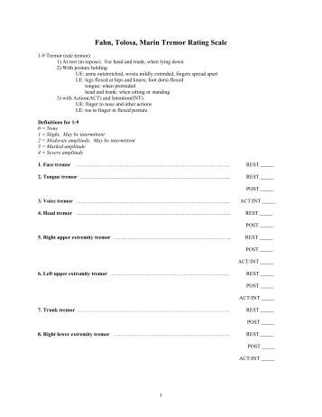 Fahn Tolosa Marin Tremor Rating Scale Pdf Plans