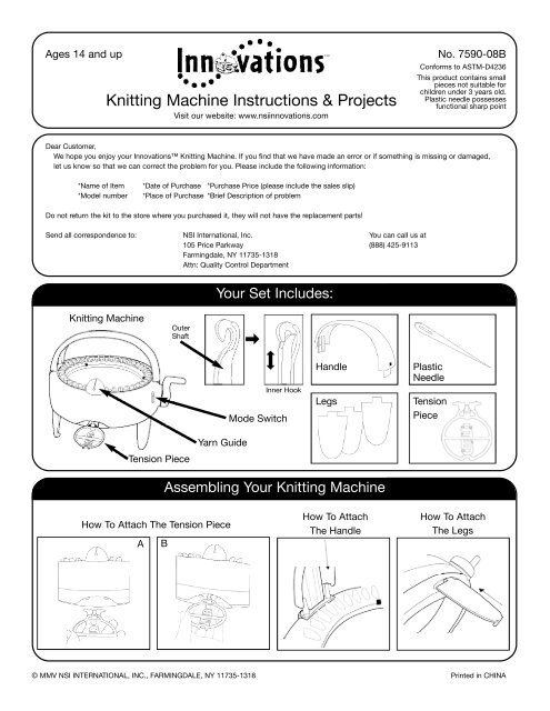 Knitting Machine W/ Yarn By NSI - NEW IN BOX - KID FRIENDLY KNITTING MACHINE