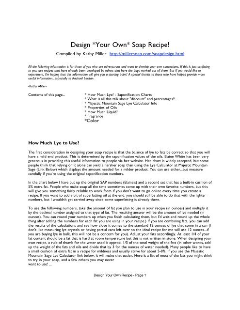 Design *Your Own* Soap Recipe! - Miller's Homemade Soap Page