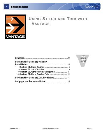 Using Stitch and Trim with Vantage - Telestream