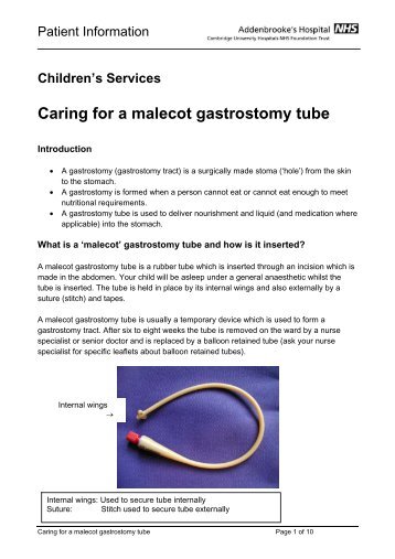 Caring for a malecot gastrostomy tube - Cambridge University ...