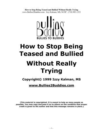 How to Stop Being Teased and Bullied Without Really Trying