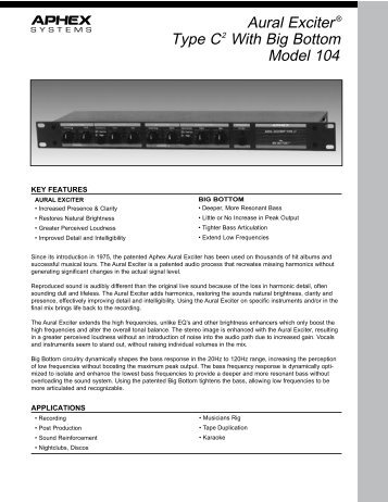 Aural Exciter® Type C2 With Big Bottom Model 104