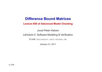 Difference Bound Matrices - Software Modeling and Verification