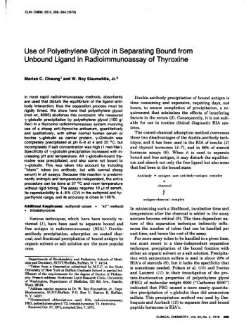 Use of Polyethylene Glycol in Separating Bound ... - Clinical Chemistry