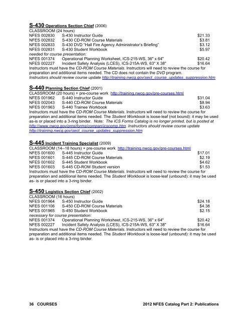 NWCG National Fire Equipment System CATALOG PART 2 ...