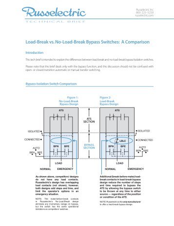 Load-Break vs. No-Load-Break Bypass Switches: A ... - Russelectric