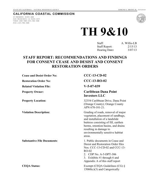 Consent Cease and Desist Order No. CCC-13 - State of California