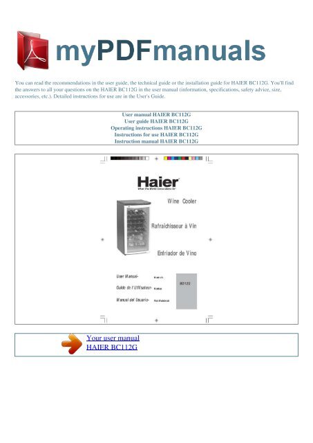 User manual HAIER BC112G - MY PDF MANUALS