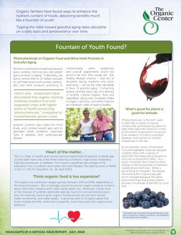 Two Page Summary - Fountain of Youth Found? - The Organic Center