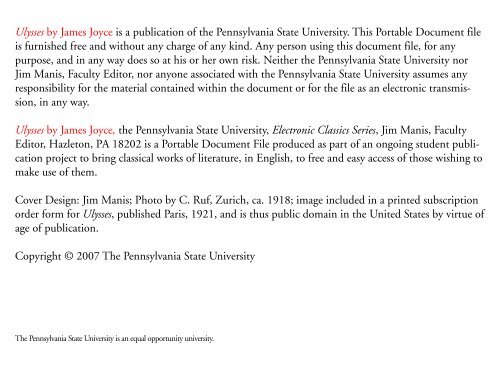 Ulysses by James Joyce - Penn State University