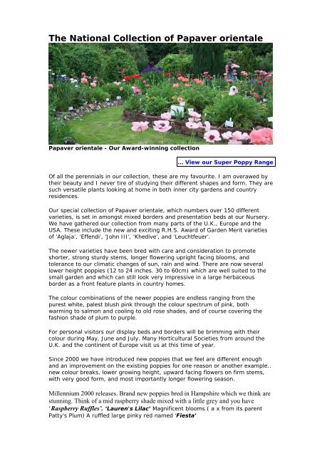 The National Collection of Papaver orientale - Water Meadow Nursery