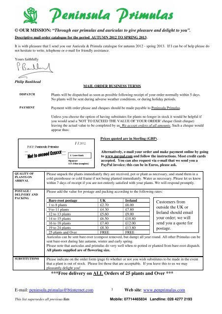 Catalogue 2013 - Peninsula Primulas
