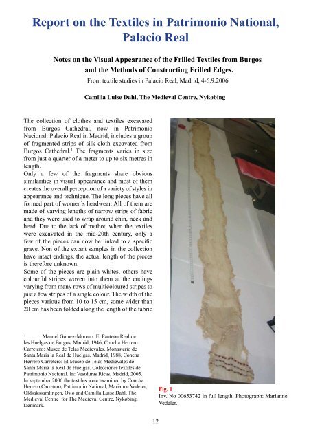 Report on the Textiles from Burgos Cathedral - Middelalder Centret