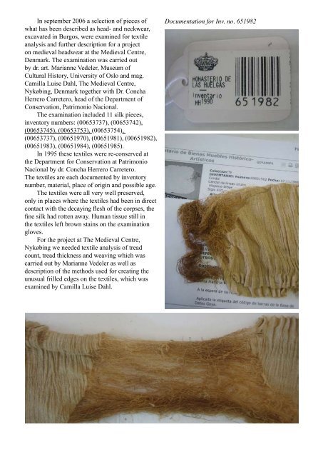 Report on the Textiles from Burgos Cathedral - Middelalder Centret