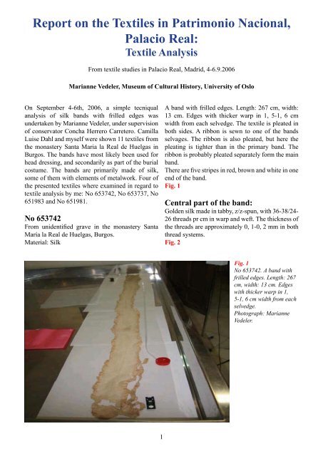 Report on the Textiles from Burgos Cathedral - Middelalder Centret