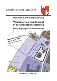 Veräusserung von Bauland in der Arbeitszone Bernfeld - Jegenstorf