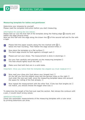 Measuring template for ladies and gentlemen Determine your ...