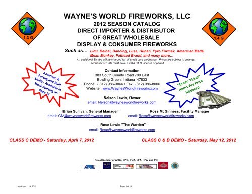 WAYNE'S WORLD FIREWORKS, LLC - waynes world fireworks ...