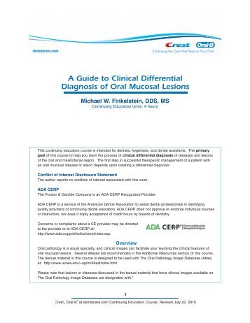 A Guide to Clinical Differential Diagnosis of Oral ... - DentalCare.com