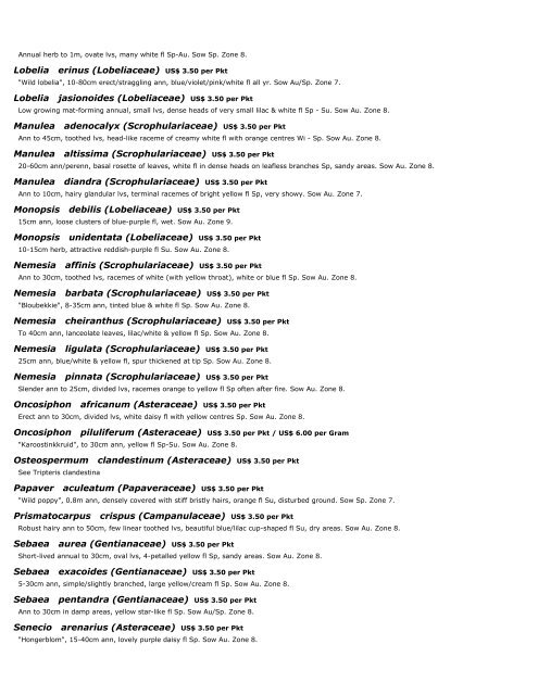 Silverhill Seeds Catalogue 13 March 2013 (by category)