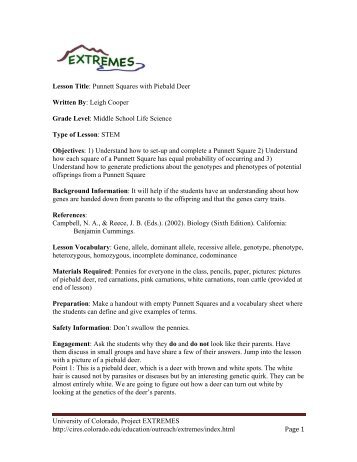 Punnett Squares Lesson Plan (pdf)