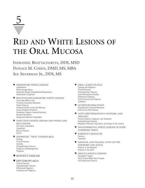 Ch05: Red and White Lesions of the Oral Mucosa