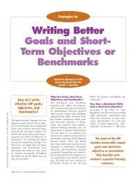 Writing Better Goals and Short- Term Objectives or Benchmarks