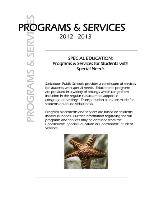 Special Education Programs and Services - Saskatoon Public Schools