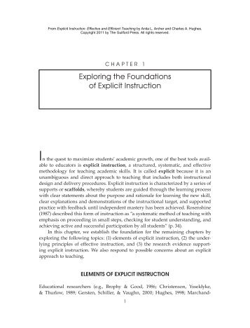 Exploring the Foundations of Explicit Instruction - Explicit Instructions