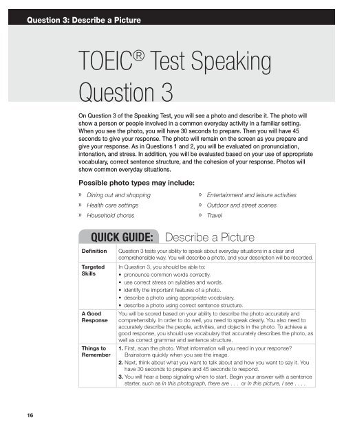 TOEIC® Test Speaking Question 3 Collins Language